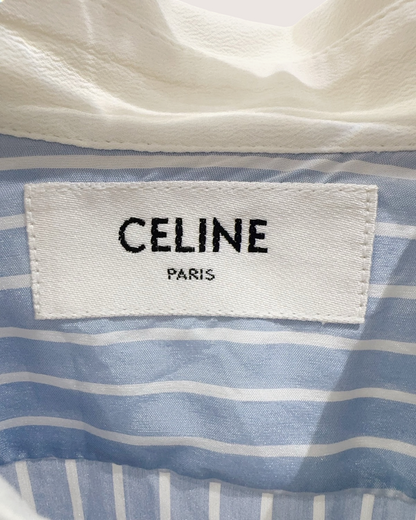Celine Striped Silk Shirt Blue, White FR 34