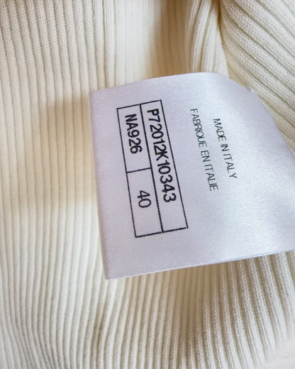 Chanel 22C Contrast-Trim Ribbed CC Tank Top White, Black FR 40