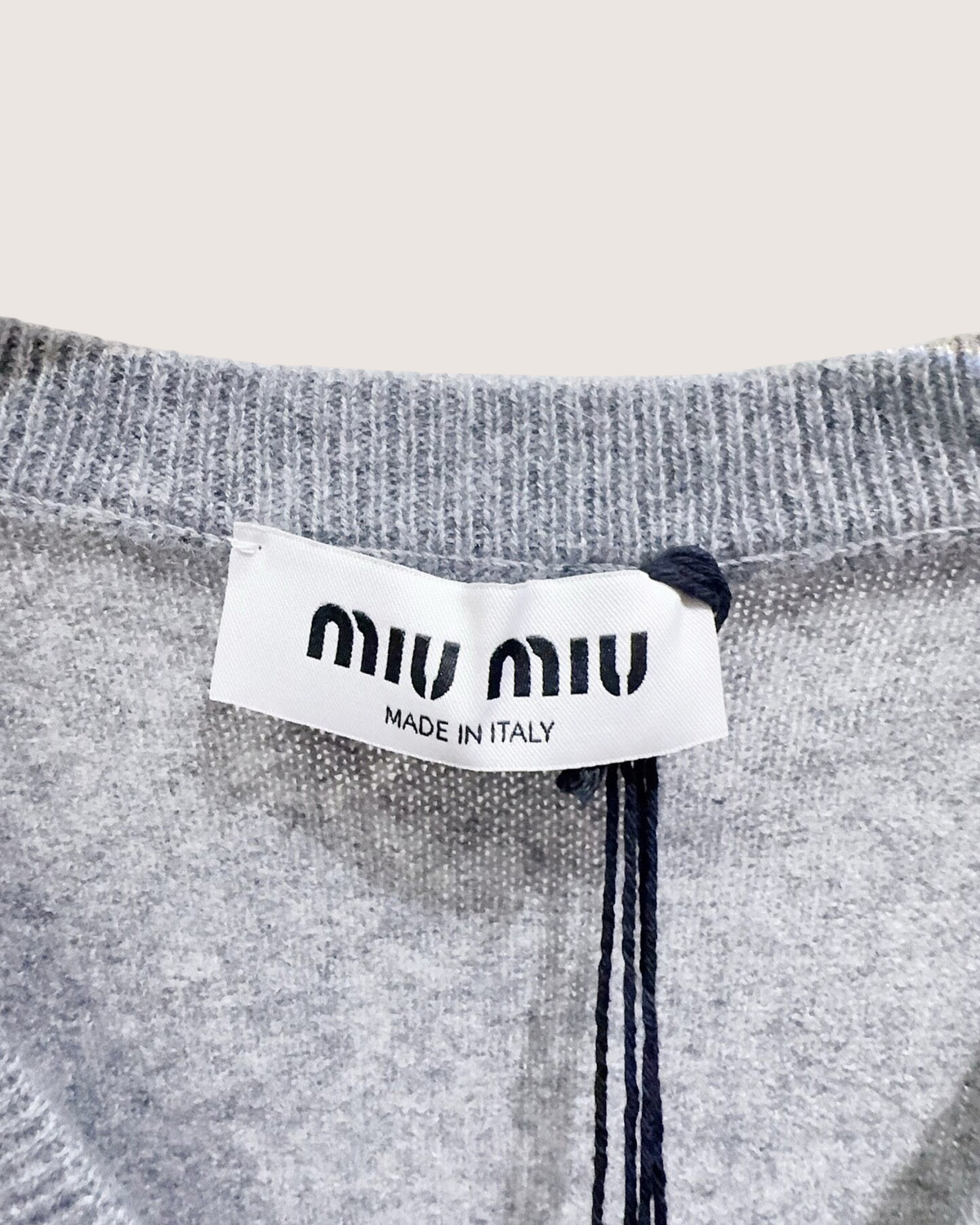 Miu Miu Cashmere Argyle Vest Grey, Navy, White FR 40