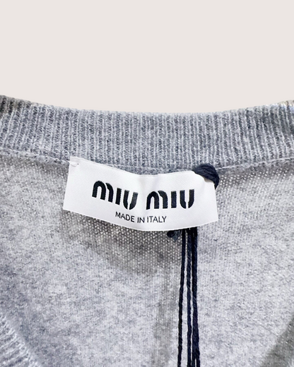 Miu Miu Cashmere Argyle Vest Grey, Navy, White FR 40