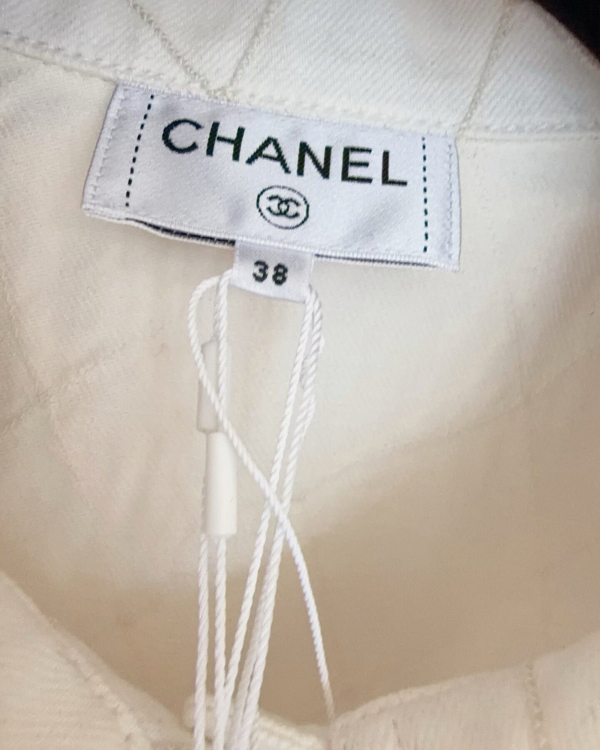 Chanel 26M Coco Beach Plaid Denim Shirt White, Beige/Ecru FR 38