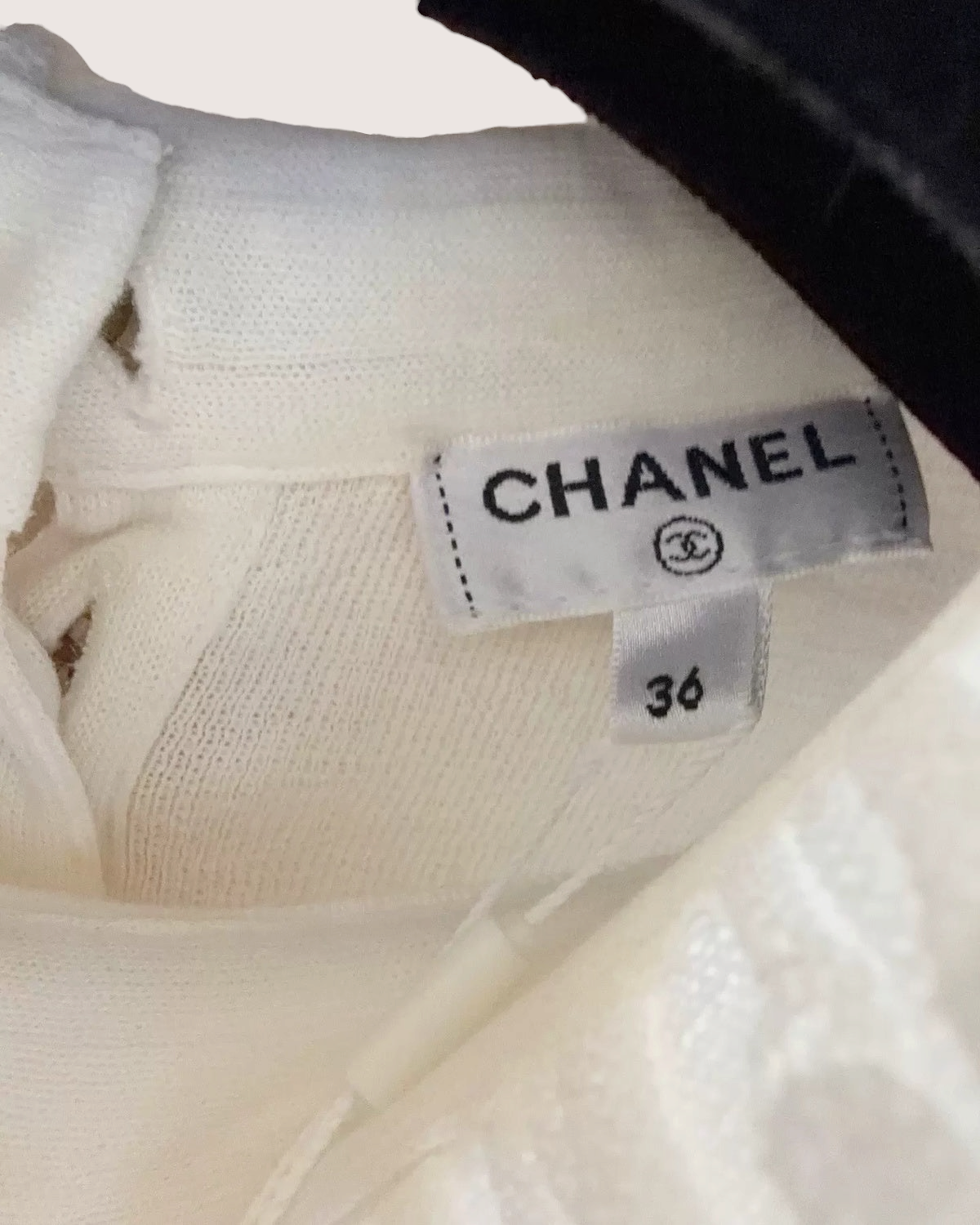 Chanel 20B Fringe-Trim Sweater White FR 36