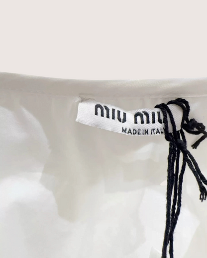 Miu Miu Lace-Collar Puff-Sleeve Shirt White FR 38