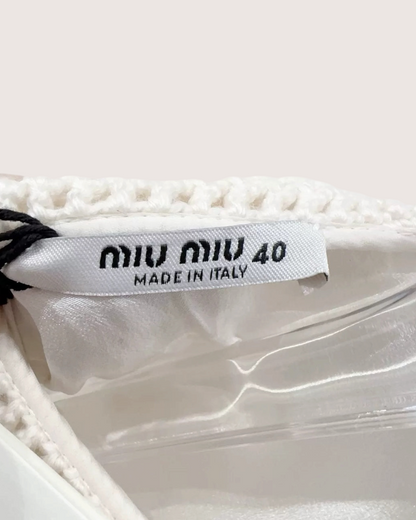 Miu Miu Doll-Collar Colorblock Mini Dress White, Navy FR 36