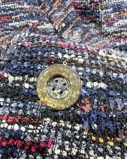 Chanel 15S Tweed Double-Breasted Jacket Navy, Pink, Multicolor FR 34