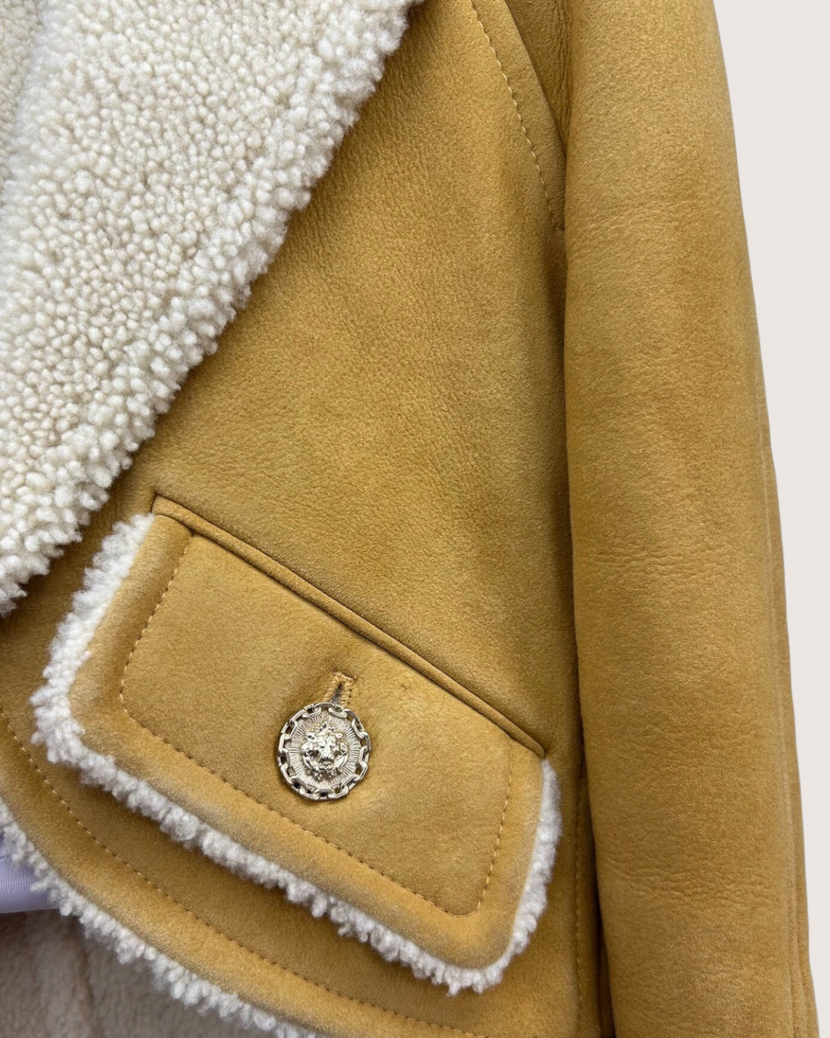 Chanel 20A Shearling Jacket Brown, Beige/Ecru FR 34