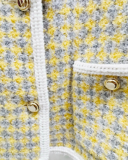 Miu Miu Tweed Cropped Jacket Yellow, Grey, Multicolor FR 36