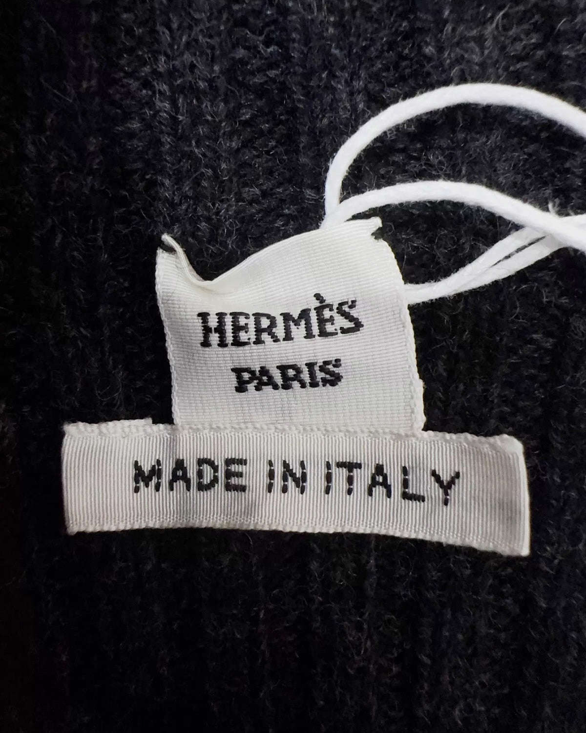 Hermès Wool Ribbed Zip-Neck Sweater Grey FR 40
