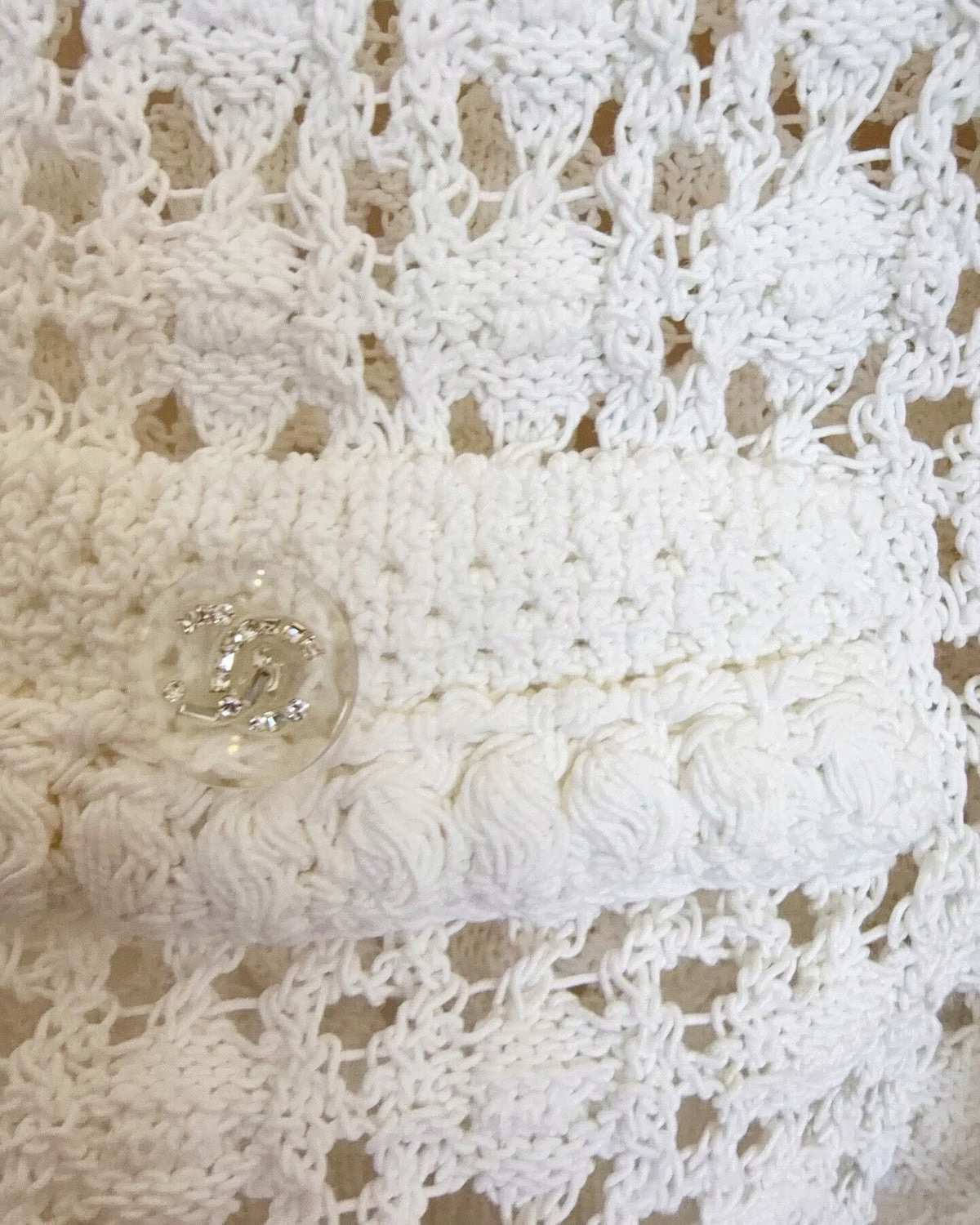 Chanel 26C Openwork Cardigan White FR 34