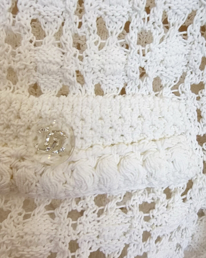 Chanel 26C Openwork Cardigan White FR 34