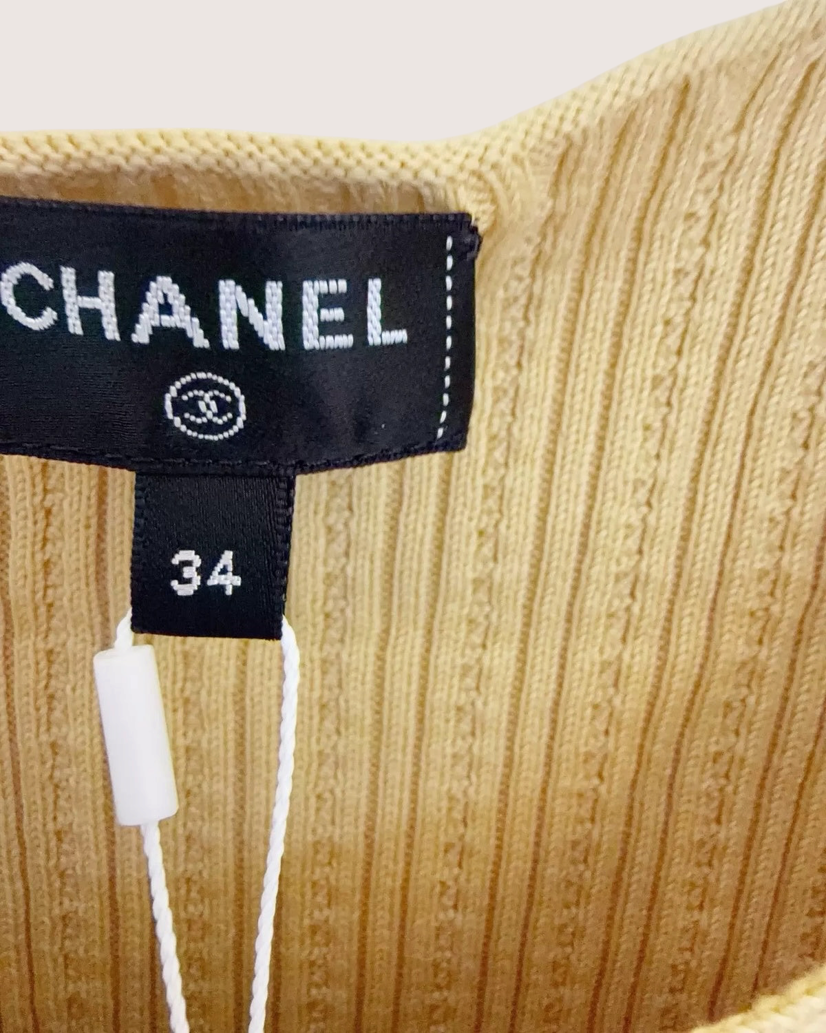 Chanel 22P Cable Button-Front Tank Top Yellow FR 34