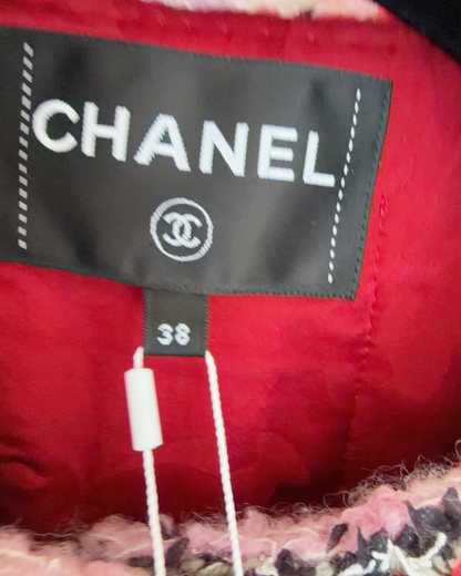 Chanel 25K Cropped Tweed Four-Pocket Jacket Red, Pink, Multicolor FR 38