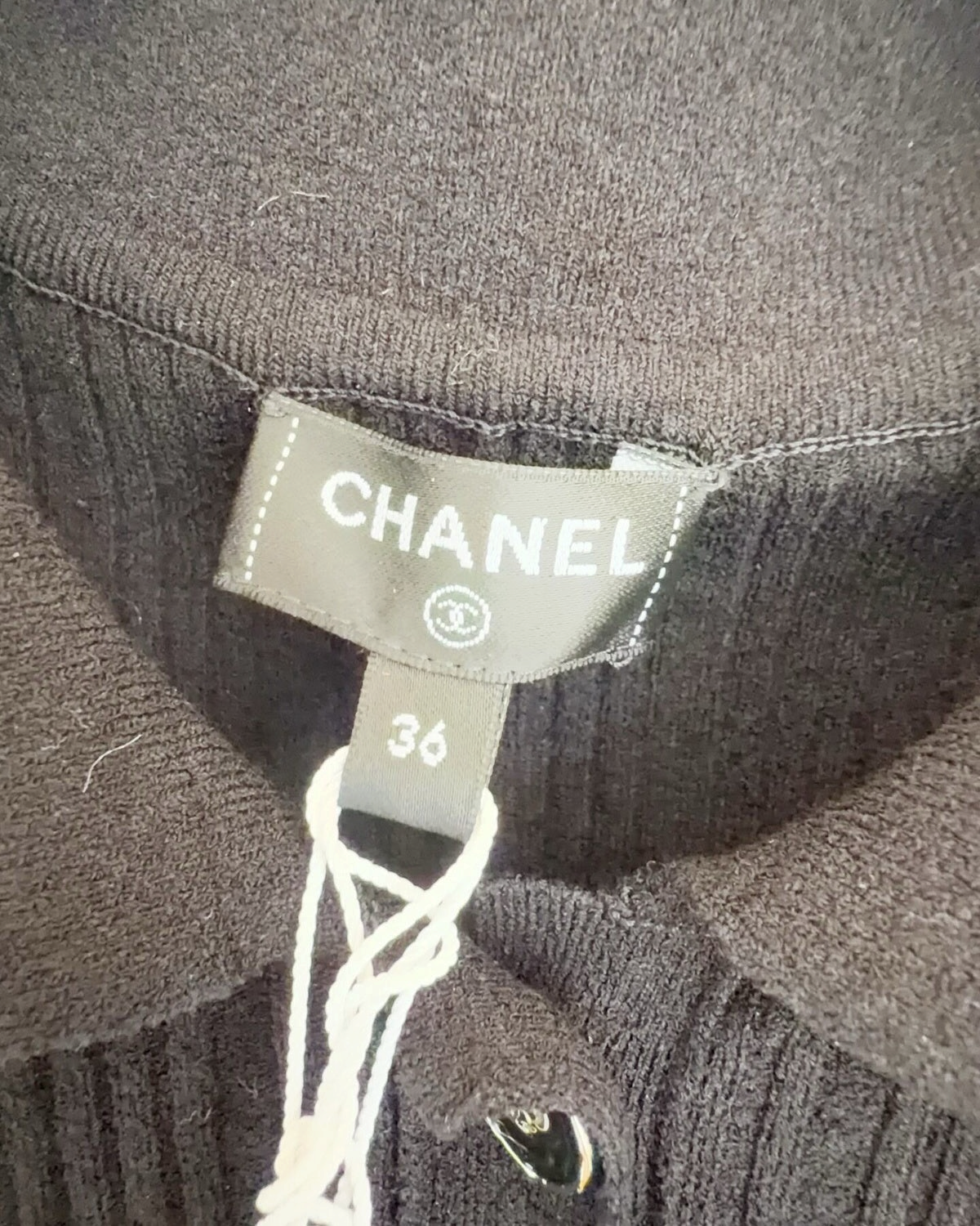 Chanel 26P Ribbed Polo Maxi Dress Black FR 36