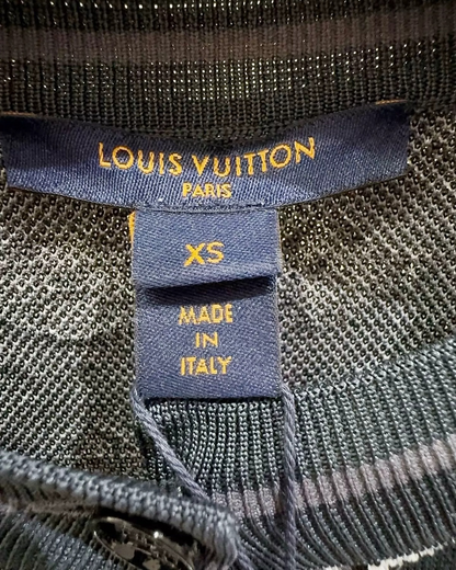 Louis Vuitton Jacquard Logo Cardigan Navy, White FR 34