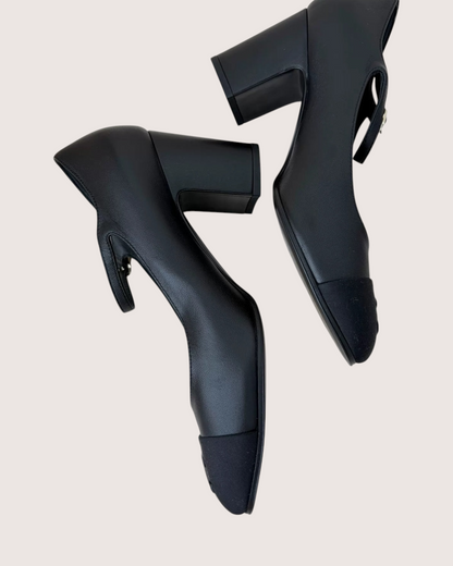 Chanel 23B Mary Jane Pumps Black EU 38
