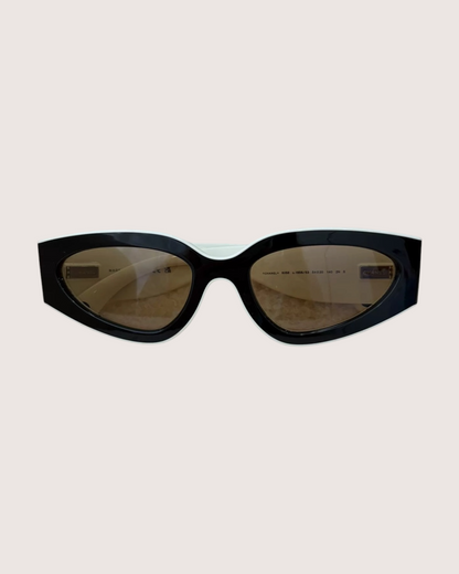 Chanel Two-Tone Cat-Eye Sunglasses Black, White One Size