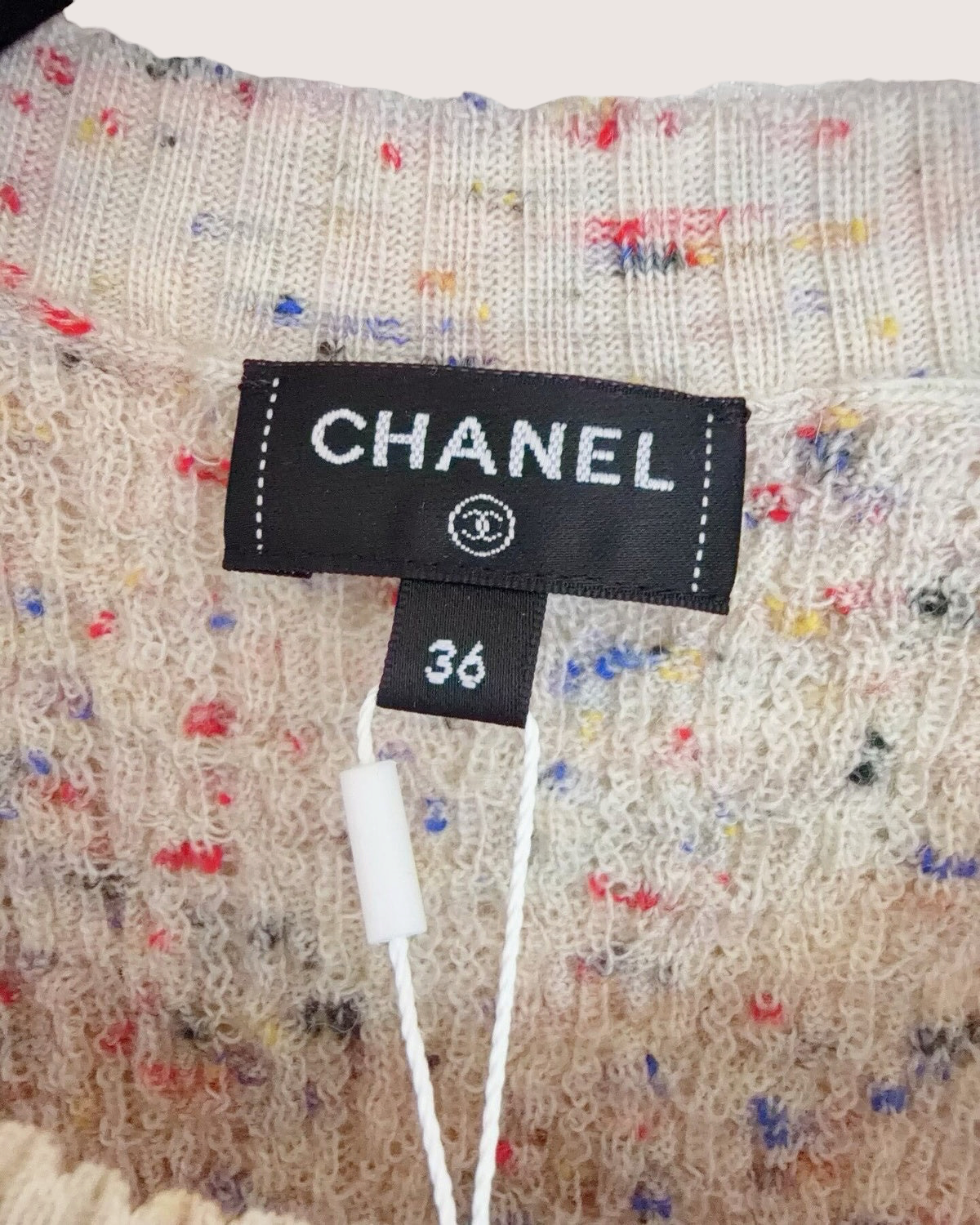 Chanel 25A Wool Openwork Vest Beige/Ecru, Multicolor FR 36