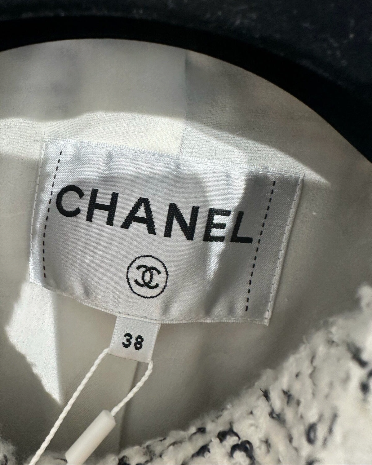 Chanel 23B Sequin Tweed Four-Pocket Jacket White, Black FR 38