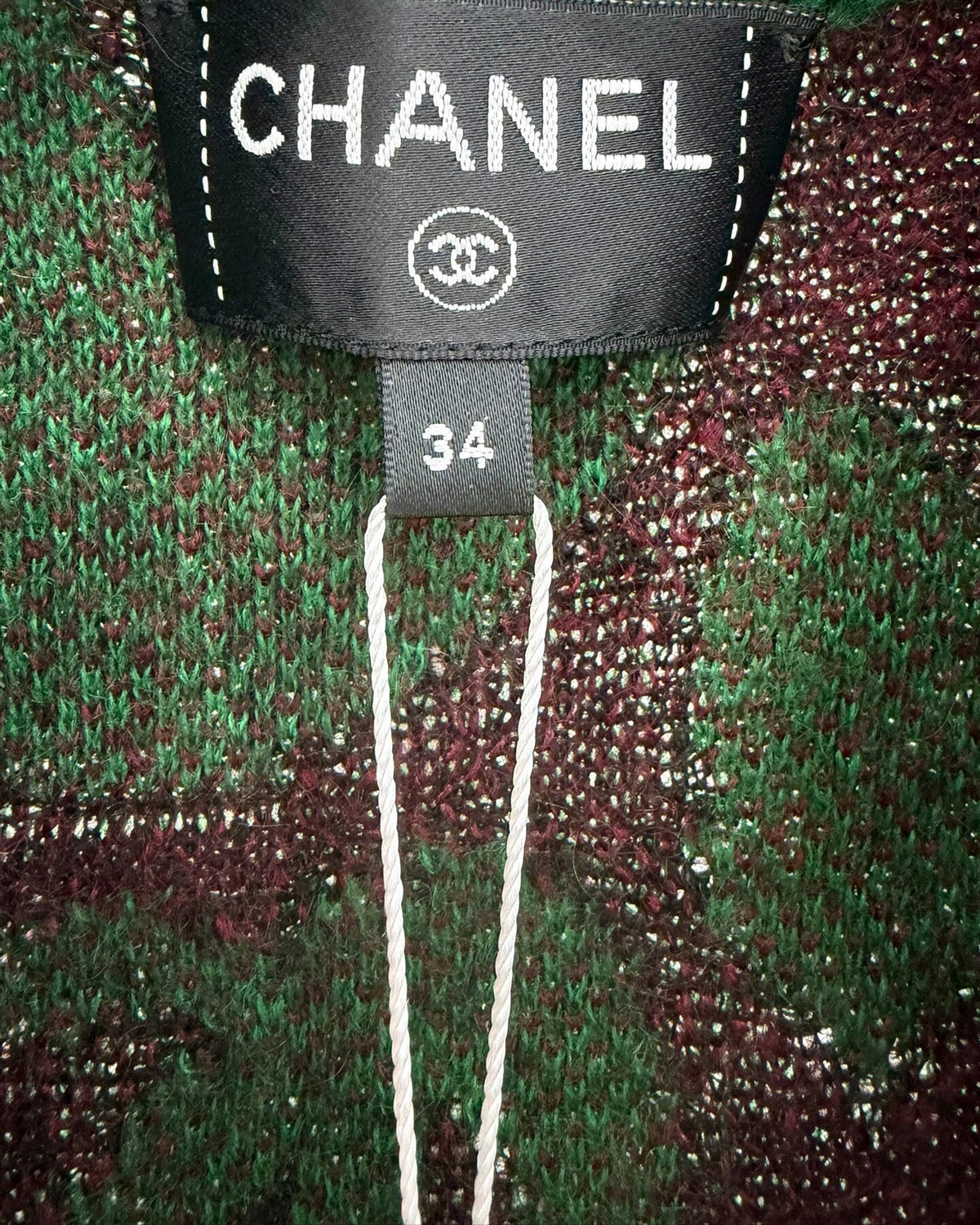 Chanel 23A Leopard Knit Cardigan Green, Black, Burgundy, Multicolor FR 34