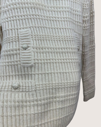Chanel 18B Cashmere Turtleneck Sweater Beige/Ecru FR 34