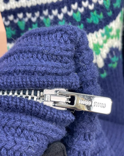 Miu Miu Wool Zip-Up Cardigan