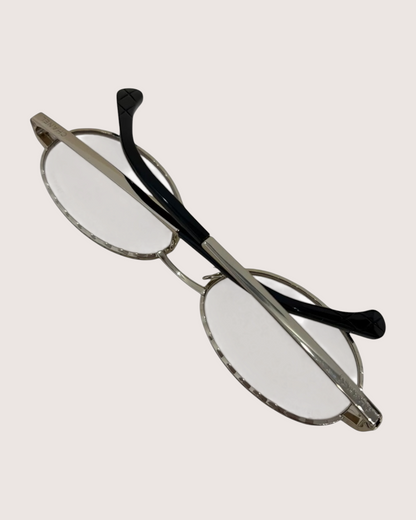 Chanel 26C Oval Textured-Rim Glasses Gold, Silver One Size