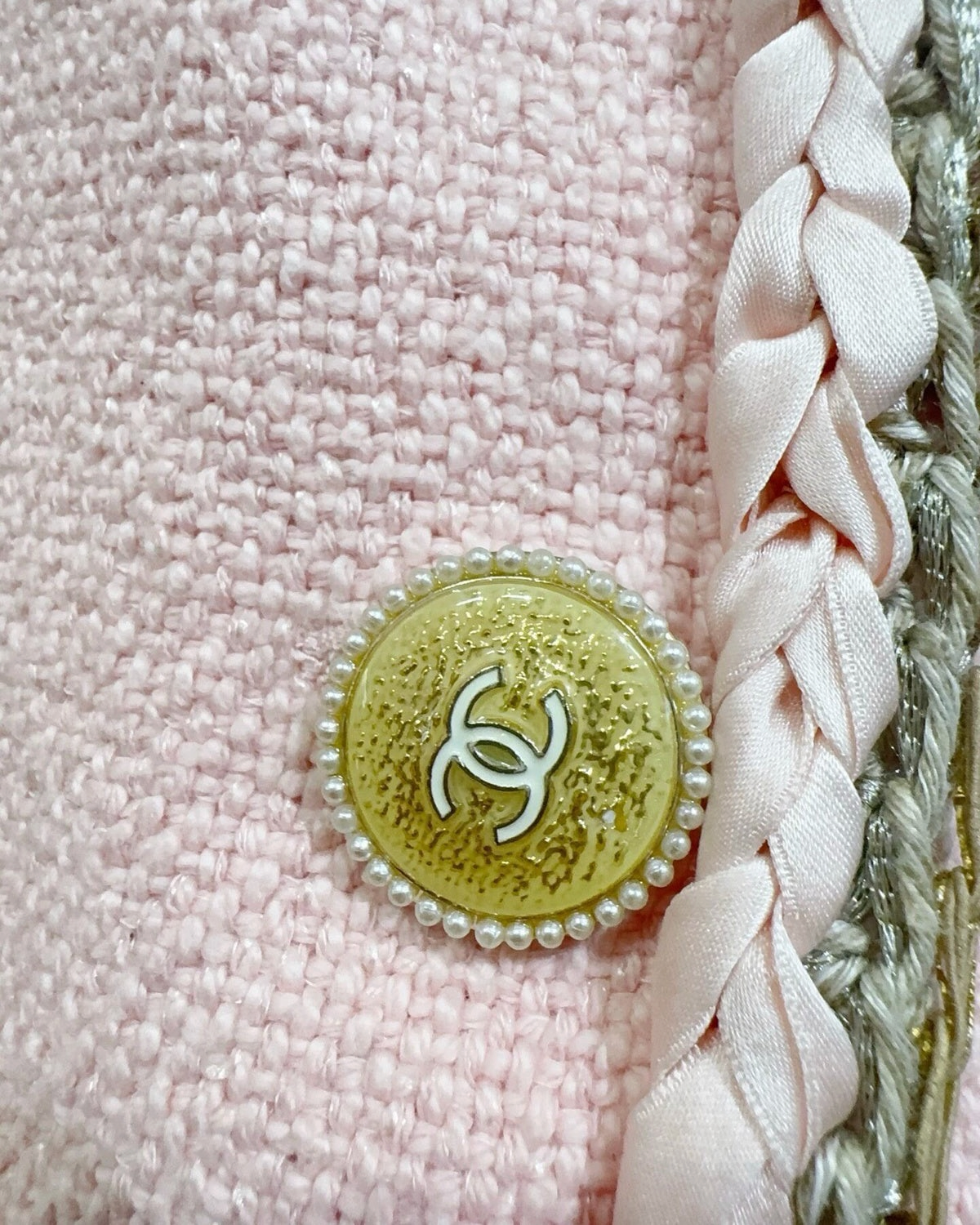 Chanel 16C Braid-Trim Jacket Pink, Beige/Ecru, Gold FR 36