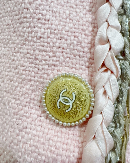 Chanel 16C Braid-Trim Jacket Pink, Beige/Ecru, Gold FR 36