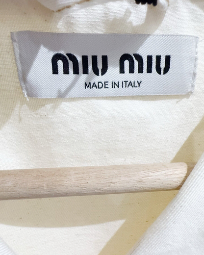 Miu Miu Cropped Logo Shirt Beige/Ecru FR 38