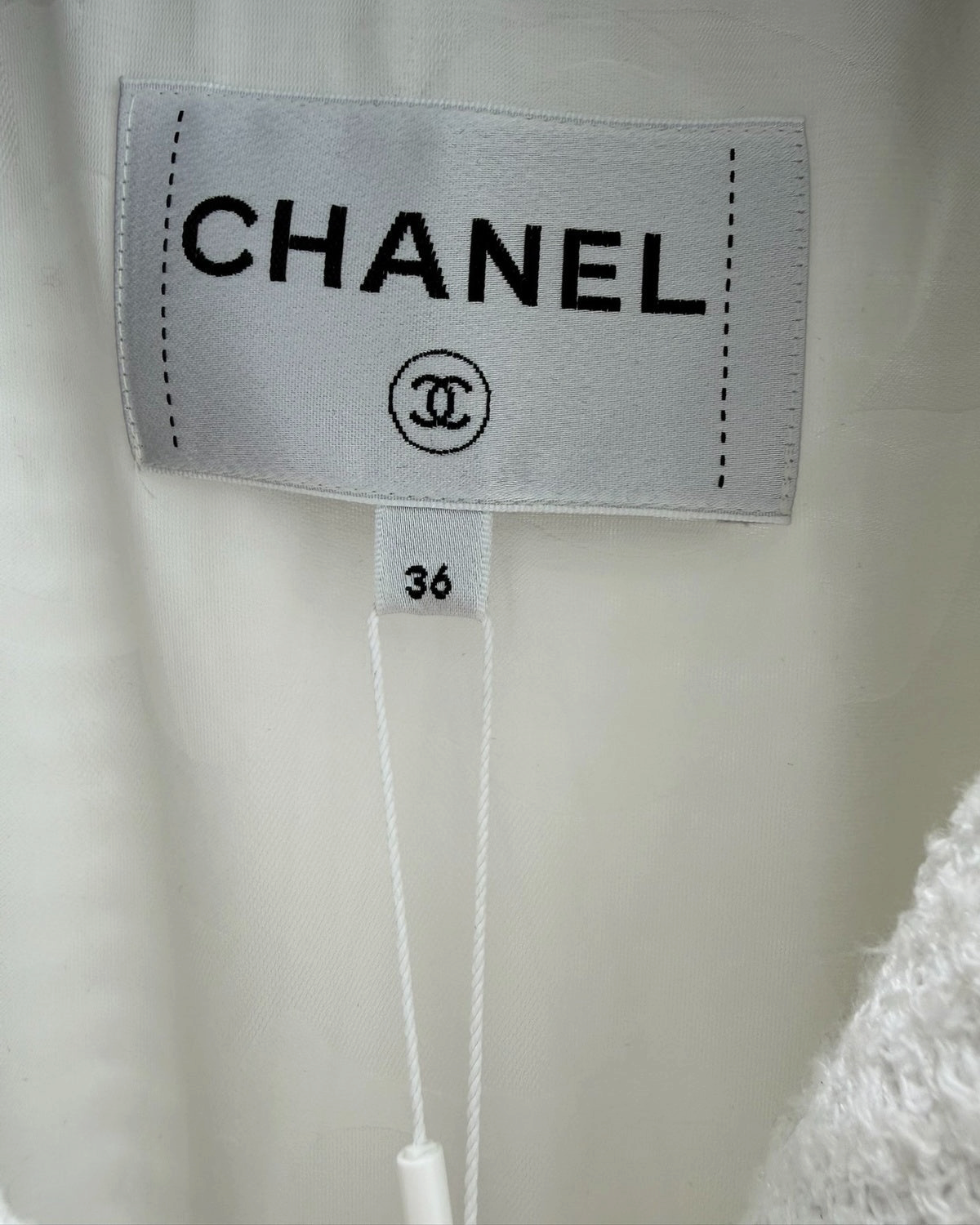 Chanel 26C Sequin Tweed Belted Coat White, Gold FR 36