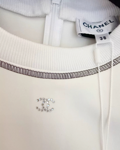 Chanel 24C CC Monogram Short-Sleeve Slim Top White, Black FR 38