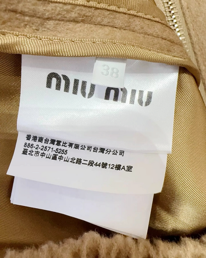 Miu Miu Wool Logo Zip-Up Jacket Beige/Ecru FR 38