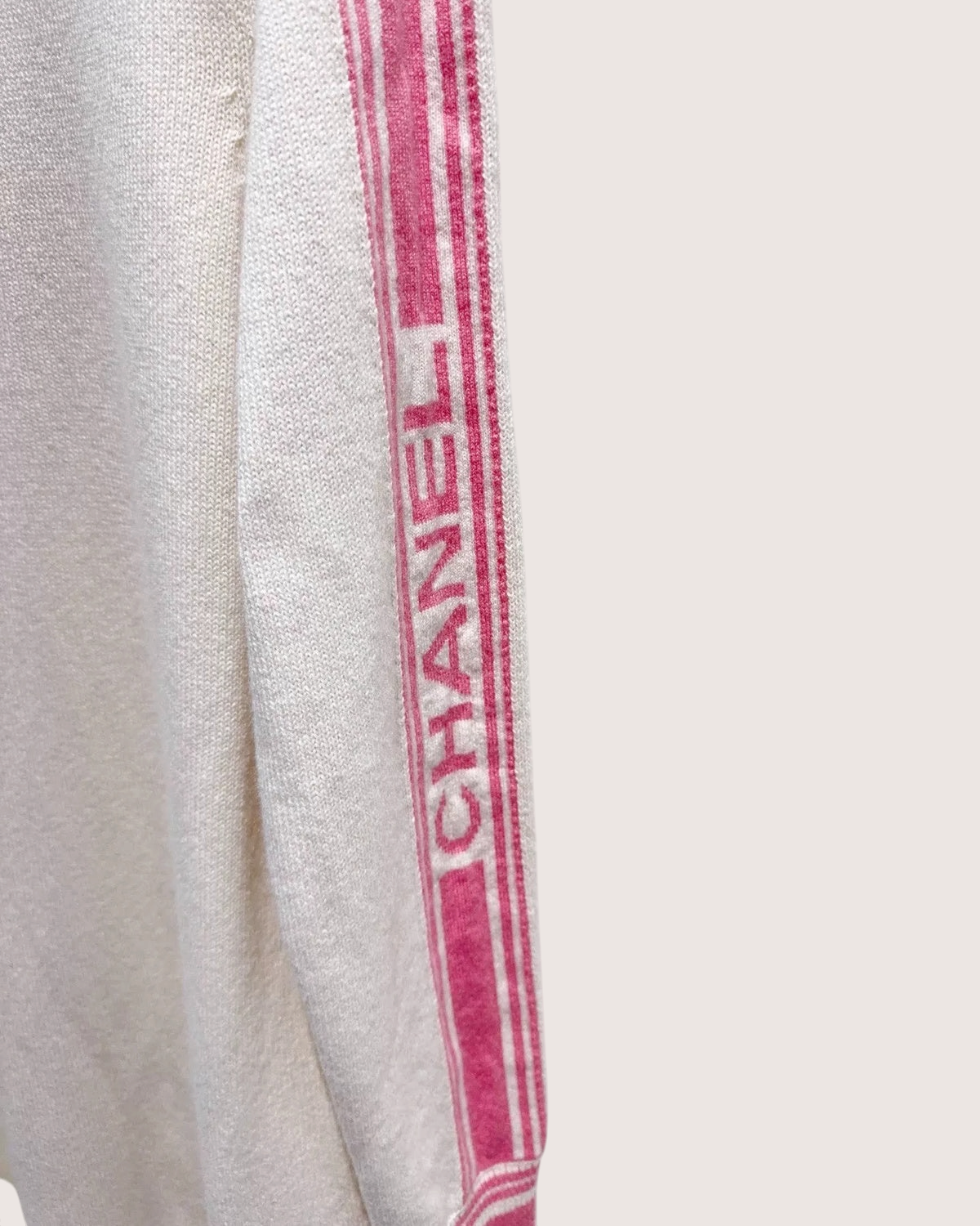 Chanel Long Striped Cardigan White, Pink FR 36