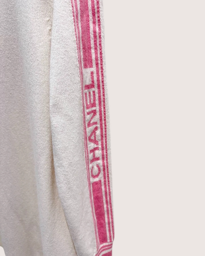 Chanel Long Striped Cardigan White, Pink FR 36