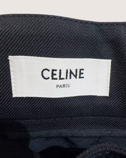 Celine Wool Wrap Mid-Length Skirt Black FR 36