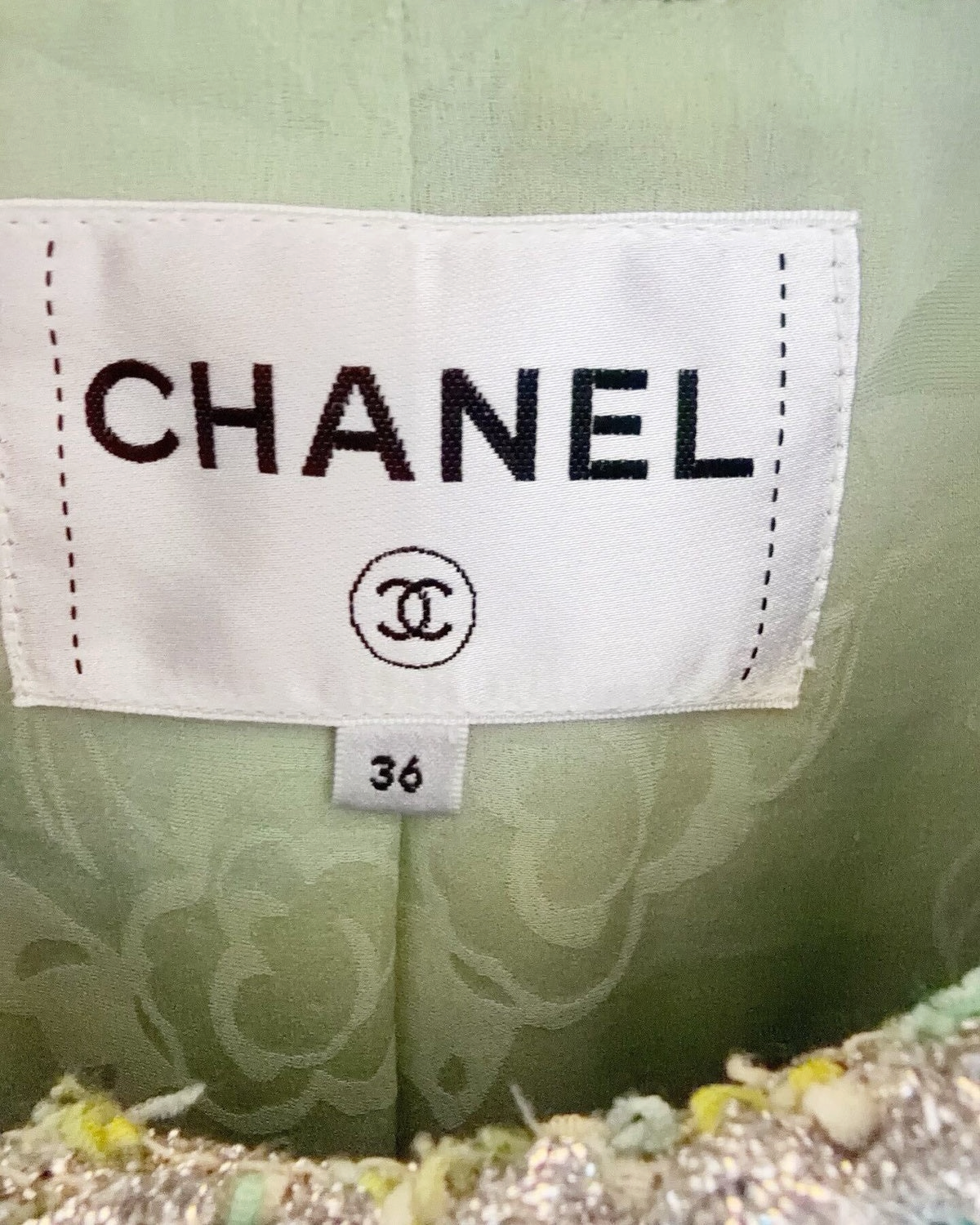 Chanel 18P Four-Pocket Tweed Jacket Green, Silver, Multicolor FR 36