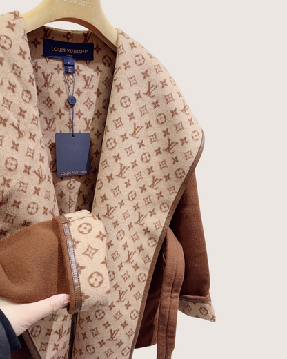 Louis Vuitton Monogram Belted Coat Brown, Beige/Ecru FR 32