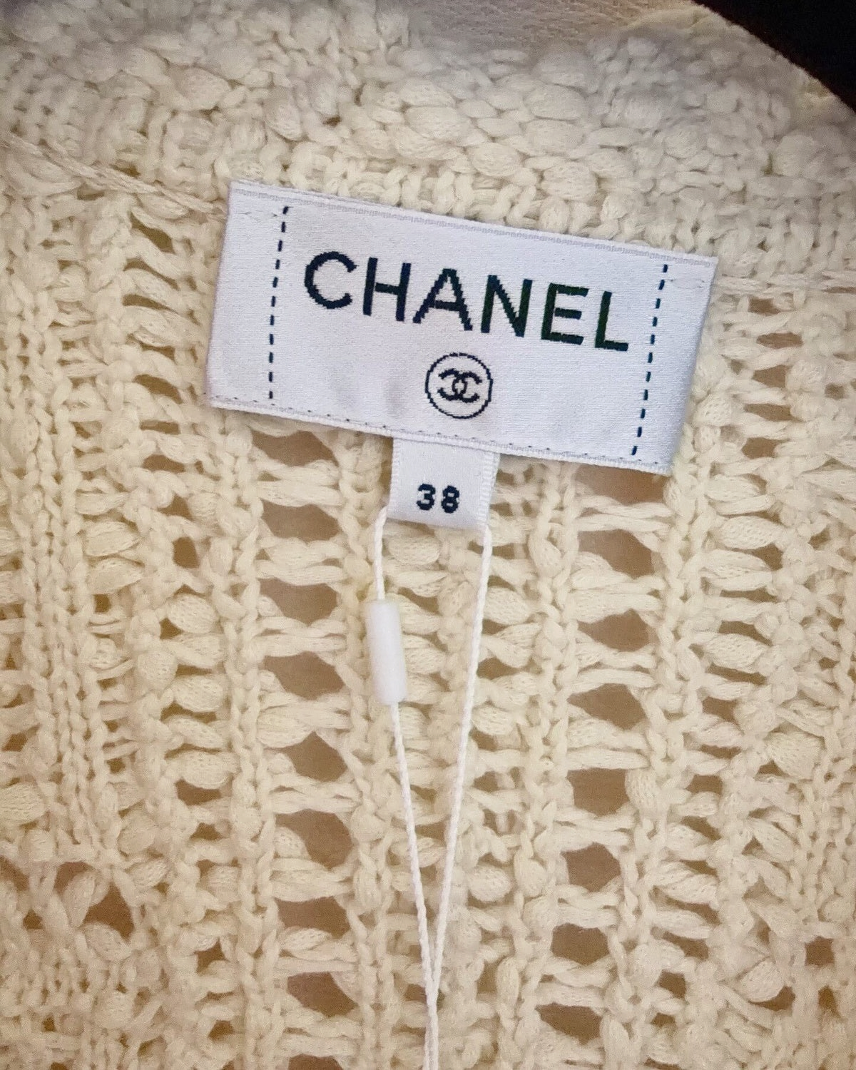 Chanel 25C Crochet Cardigan Beige/Ecru FR 38