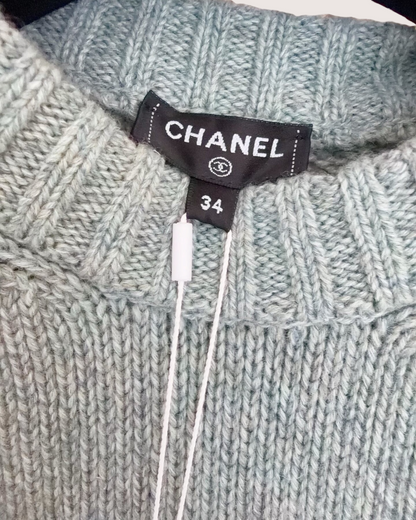 Chanel 24K Cashmere Striped Sweater Blue, Brown, Beige/Ecru FR 34
