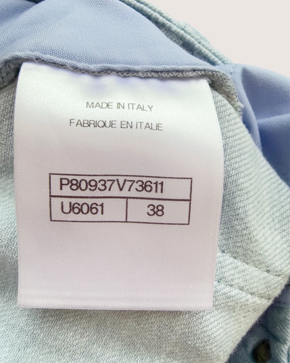Chanel 26C Wide-Leg Denim Jeans Blue, White FR 38