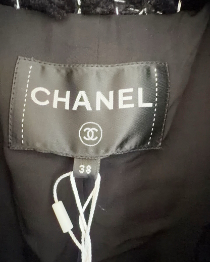 Chanel Embroidered Quilted Tweed Jacket Black, Silver FR 38