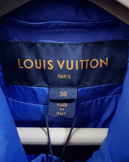 Louis Vuitton Leather-Trim Puffer Jacket Blue, Brown FR 38