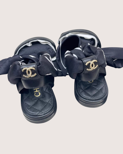 Chanel 26C Scarf Leather Sandals