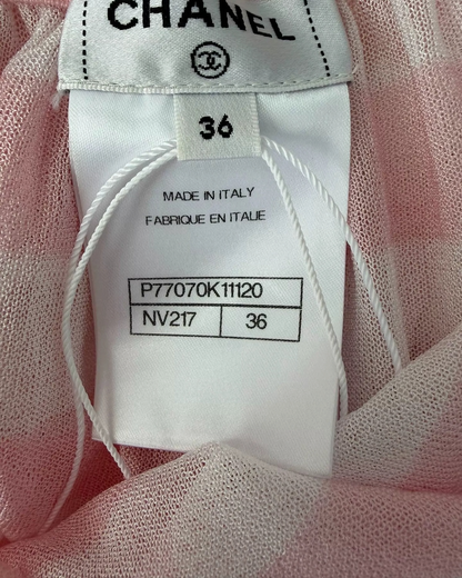 Chanel 24S Striped Tiered Camisole Pink, White FR 36