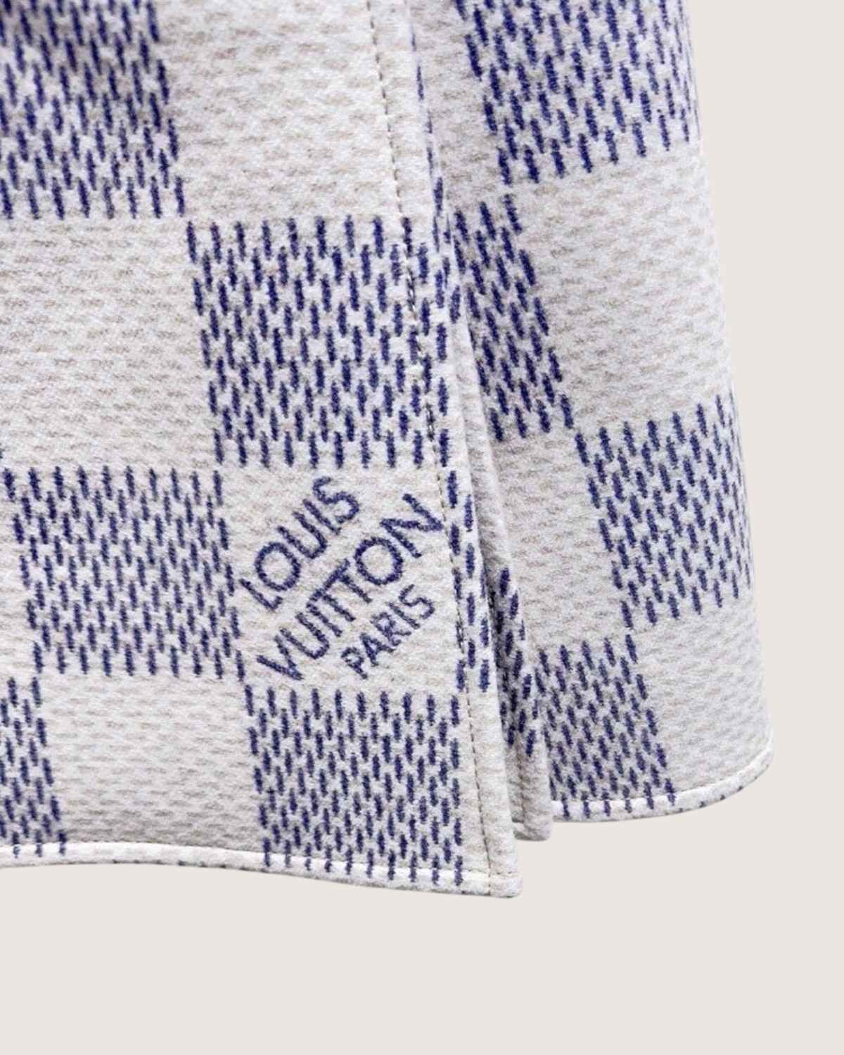Louis Vuitton Cashmere Damier Check Mini Skirt White, Blue FR 32