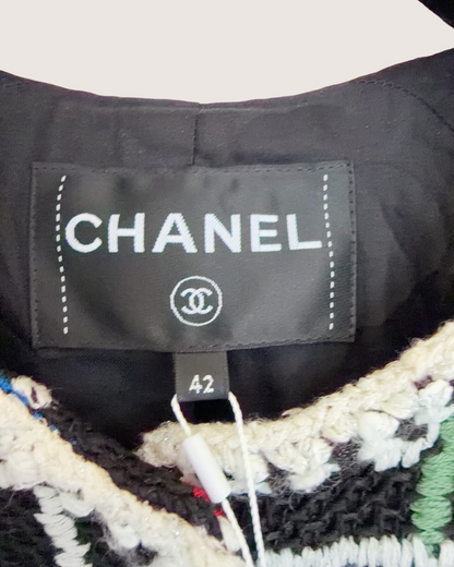 Chanel 25C Tweed Jacket Black, White, Multicolor FR 42