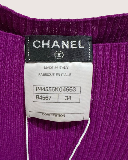 Chanel Two-Tone Knit Mini Dress Purple, Navy FR 34