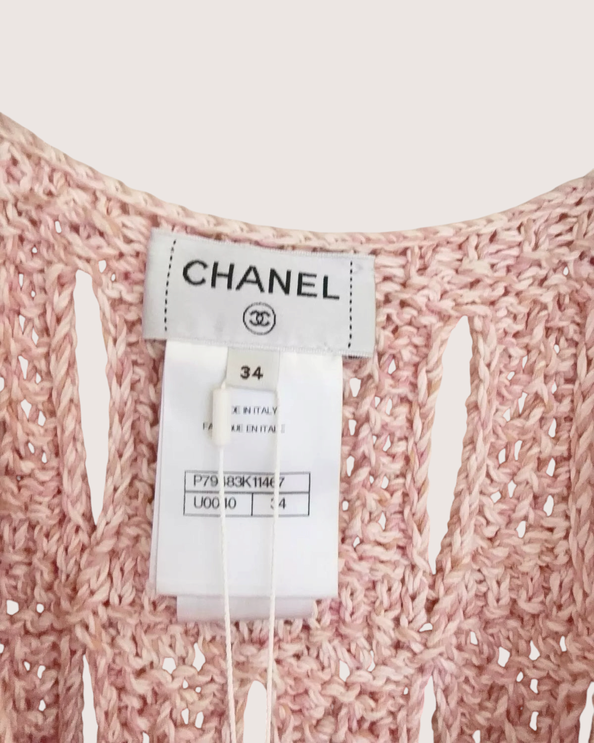 Chanel 25S Openwork Belted Dress Pink, Black One Size
