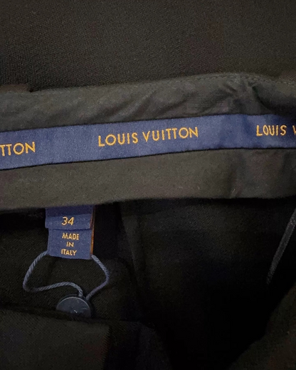 Louis Vuitton Wool Monogram-Strap Straight-Leg Trousers Black, Brown FR 34