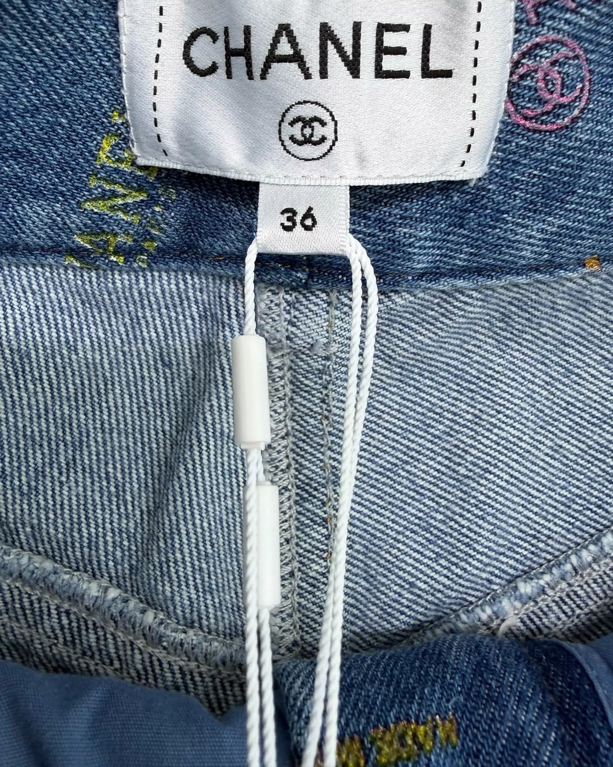 Chanel 22P Denim Wide-Leg Jeans Blue, Multicolor FR 36